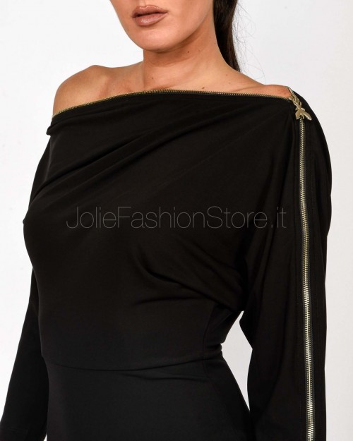 Patrizia Pepe Abito Mini Full Zip in Jersey Stretch Nero  8A1501 J321 K103