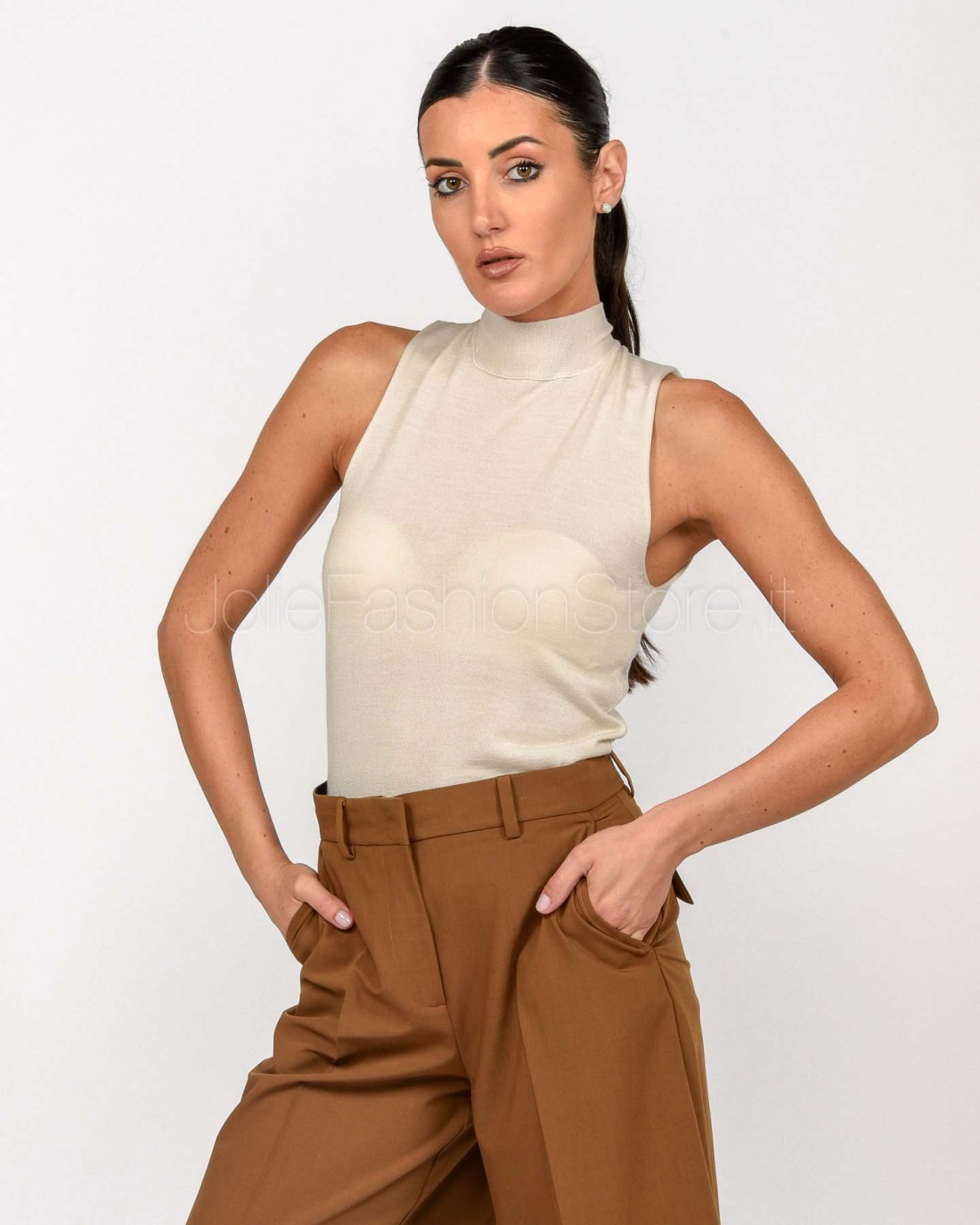 Solo Tre Top Lupetto Lana/Seta Panna  M3F0090 FU 03S PANNA