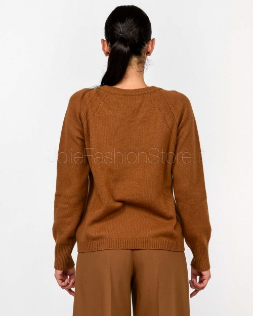 Solo Tre Maglia in Lana Girocollo Marrone  M3F0051 FU 64S TABACCO