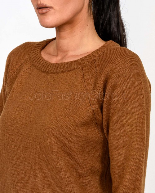 Solo Tre Maglia in Lana Girocollo Marrone  M3F0051 FU 64S TABACCO