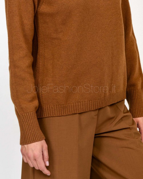 Solo Tre Maglia in Lana Girocollo Marrone  M3F0051 FU 64S TABACCO
