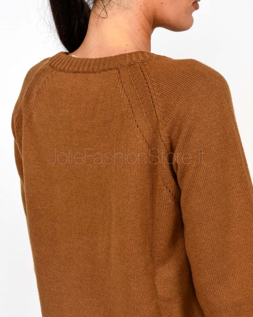 Solo Tre Maglia in Lana Girocollo Marrone  M3F0051 FU 64S TABACCO