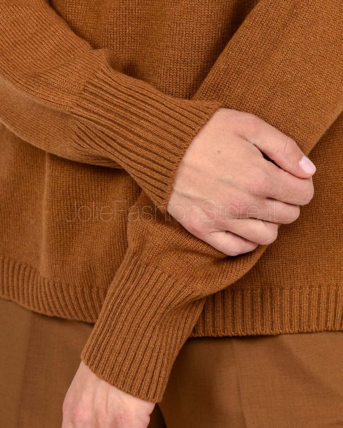 Solo Tre Maglia in Lana Girocollo Marrone  M3F0051 FU 64S TABACCO