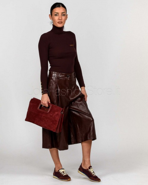 Elisabetta Franchi Maglia a Costine Con Taschino Merlot  Mk11B56E2 EA4