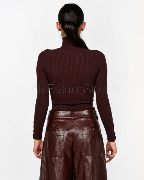 Elisabetta Franchi Maglia a Costine Con Taschino Merlot  Mk11B56E2 EA4