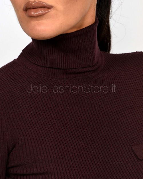 Elisabetta Franchi Maglia a Costine Con Taschino Merlot  Mk11B56E2 EA4