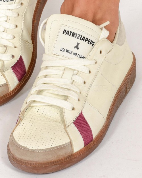 Patrizia Pepe SKIN Sneakers in Nappa con Lettering Brown/Purple  2Z0064 L150 FG44