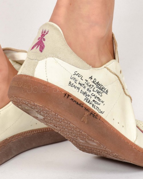 Patrizia Pepe SKIN Sneakers in Nappa con Lettering Brown/Purple  2Z0064 L150 FG44