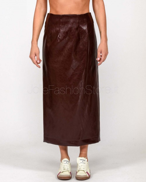 Solo Tre Gonna Midi in Vernice Bordeaux  M1F0083 FU 39S BAROLO