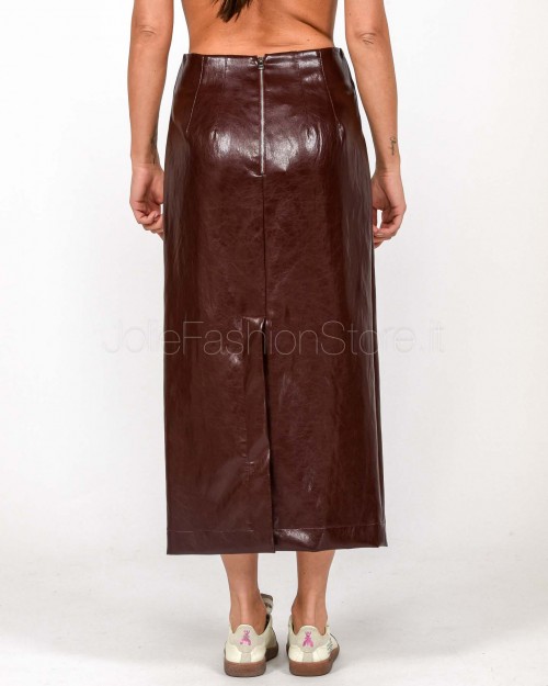 Solo Tre Gonna Midi in Vernice Bordeaux  M1F0083 FU 39S BAROLO