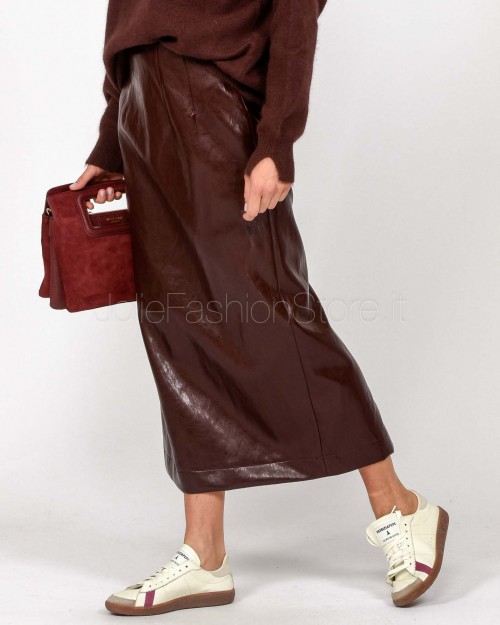 Solo Tre Gonna Midi in Vernice Bordeaux  M1F0083 FU 39S BAROLO