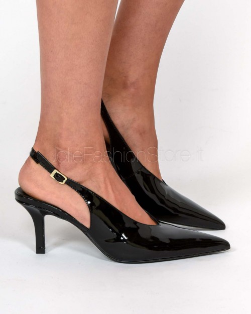 Patrizia Pepe Slingback in Pelle con Tacco Glossy Black  8Z0107 L125 K182