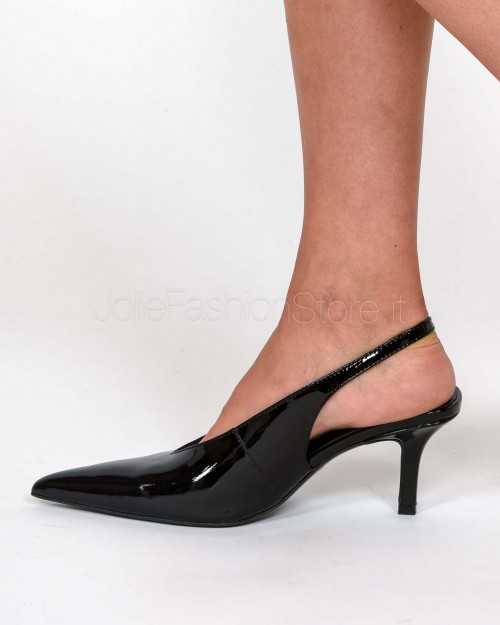 Patrizia Pepe Slingback in Pelle con Tacco Glossy Black  8Z0107 L125 K182