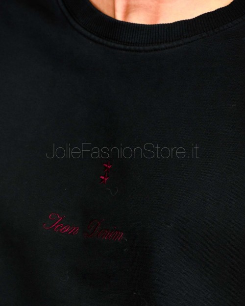 Icon Denim Felpa Girocollo Nero  MELLIE J819 BLACK