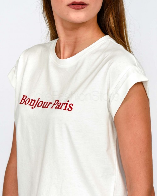 Grace & Mila T-Shirt “Bonjour Paris” Bianco  SORENTINO IVOIRE