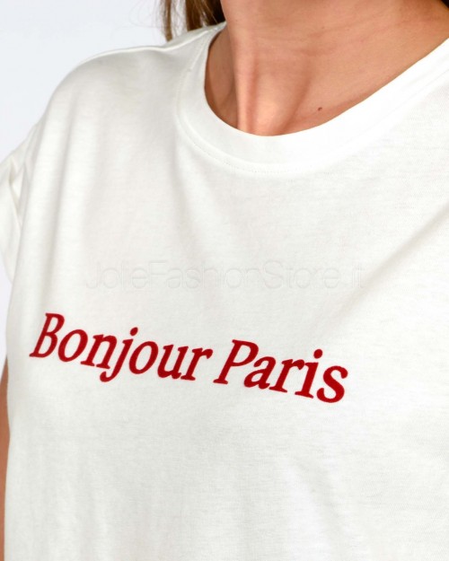 Grace & Mila T-Shirt “Bonjour Paris” Bianco  SORENTINO IVOIRE