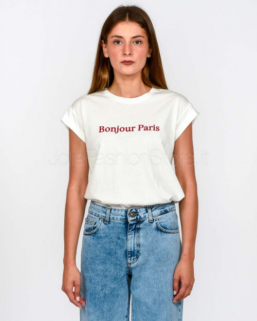 Grace & Mila T-Shirt “Bonjour Paris” Bianco  SORENTINO IVOIRE