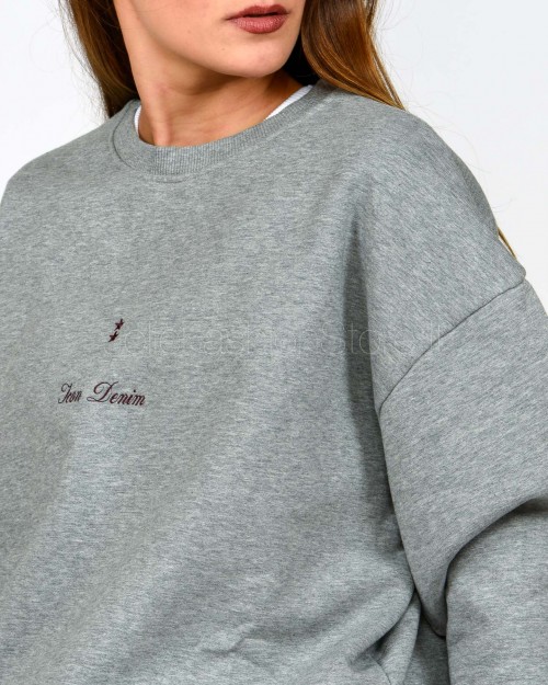 Icon Denim Crewneck Sweatshirt Grey  MELLIE J819