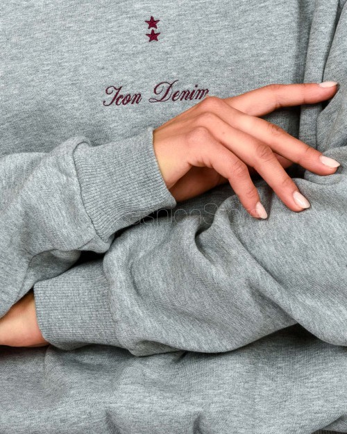Icon Denim Felpa Girocollo Grigio  MELLIE J819