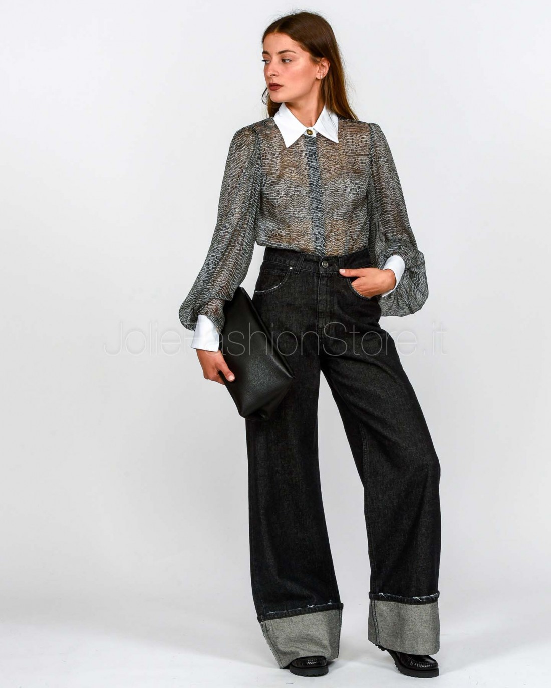 God Save Denim Jeans Nero Slouchy Con...