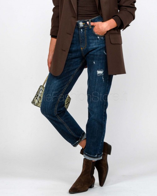 God Save Denim Jeans Slim Con Rotture Modello Margherita-5