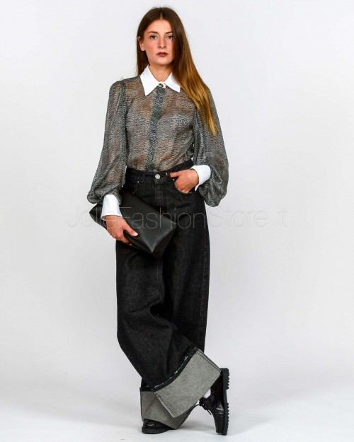 Elisabetta Franchi Camicia a Body con Stampa Pitone e Colletto  CB00657E2 110