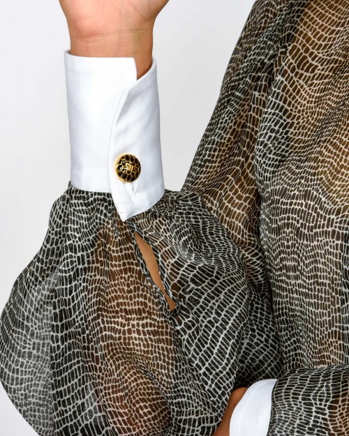 Elisabetta Franchi Camicia a Body con Stampa Pitone e Colletto  CB00657E2 110