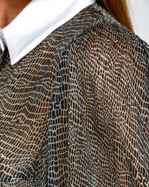 Elisabetta Franchi Camicia a Body con Stampa Pitone e Colletto  CB00657E2 110