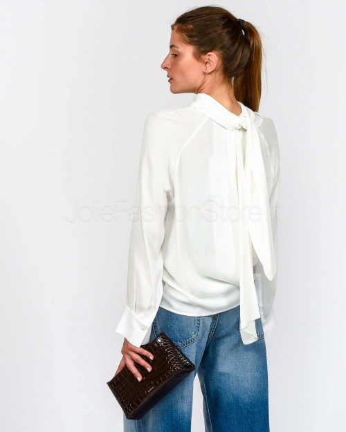 Meimeij Camicia Con Fiocco sul Retro Bianco  M5FE02 111