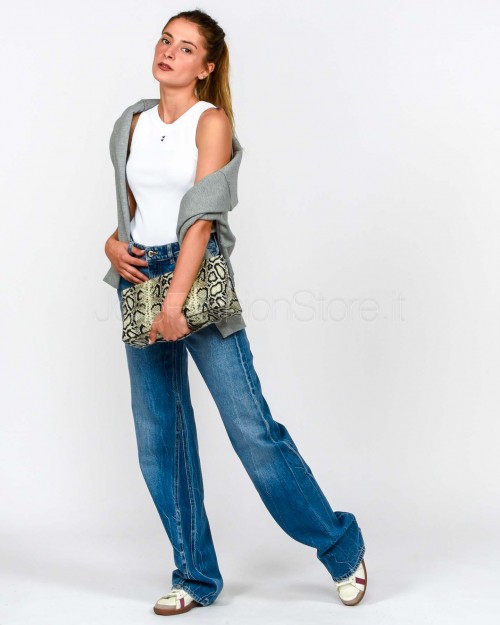 Icon Denim Canotta Bianca Stelline Bordeaux  RAYA J815