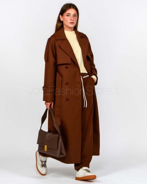 Patrizia Pepe Cappotto Trench in Lana Earth Brown  8O0188 A630 B834