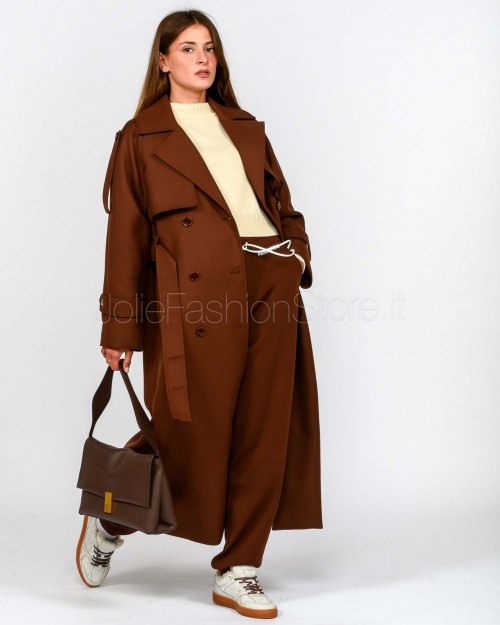 Patrizia Pepe Cappotto Trench in Lana Earth Brown  8O0188 A630 B834