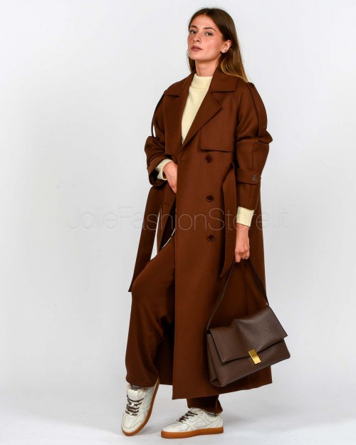 Patrizia Pepe Cappotto Trench in Lana Earth Brown  8O0188 A630 B834