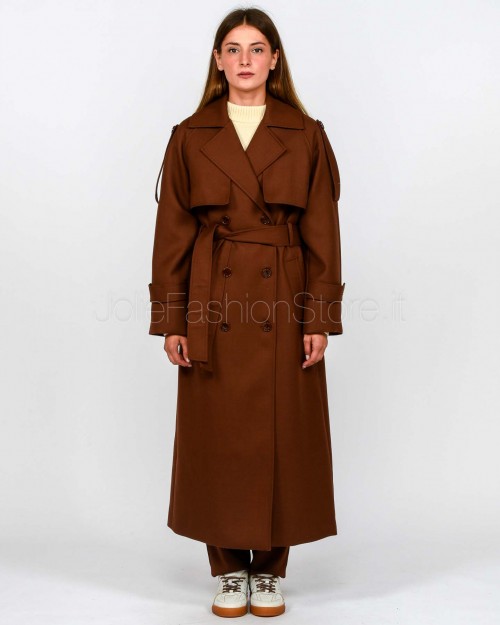 Patrizia Pepe Cappotto Trench in Lana Earth Brown  8O0188 A630 B834