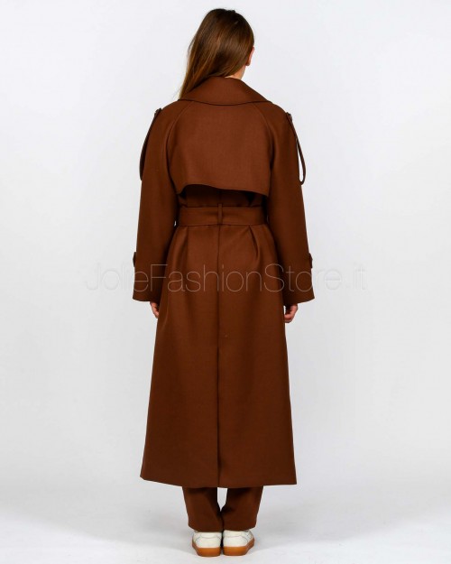 Patrizia Pepe Cappotto Trench in Lana Earth Brown  8O0188 A630 B834