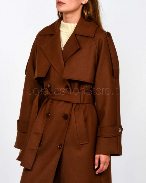 Patrizia Pepe Cappotto Trench in Lana Earth Brown  8O0188 A630 B834
