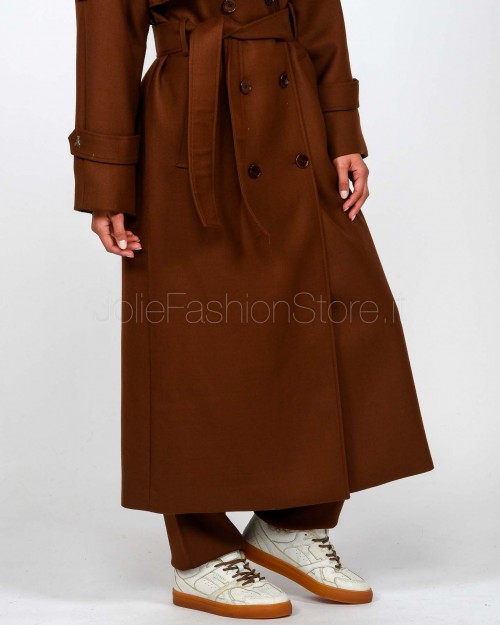 Patrizia Pepe Cappotto Trench in Lana Earth Brown  8O0188 A630 B834
