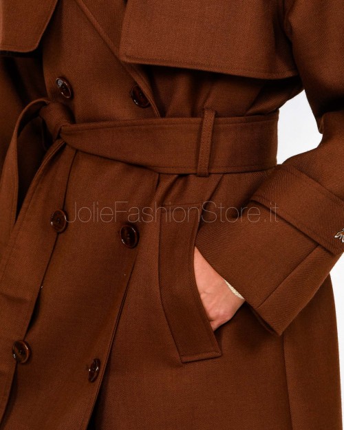 Patrizia Pepe Cappotto Trench in Lana Earth Brown  8O0188 A630 B834
