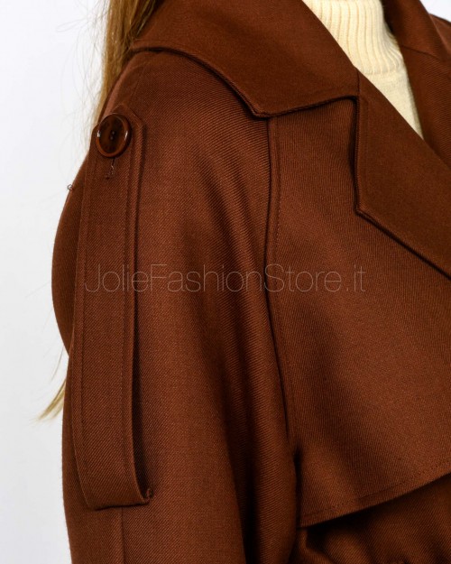 Patrizia Pepe Cappotto Trench in Lana Earth Brown  8O0188 A630 B834