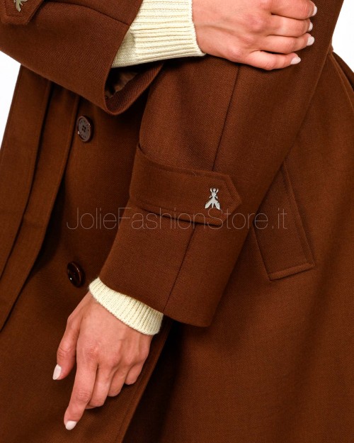 Patrizia Pepe Cappotto Trench in Lana Earth Brown  8O0188 A630 B834