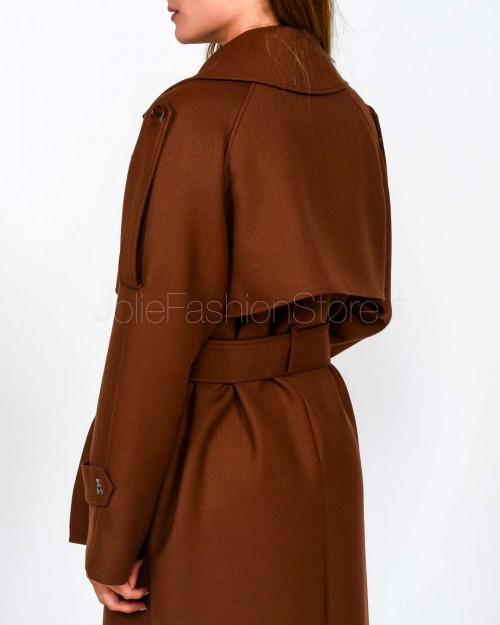 Patrizia Pepe Cappotto Trench in Lana Earth Brown  8O0188 A630 B834