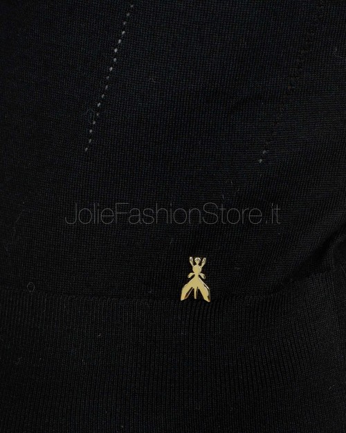 Patrizia Pepe Gilet con Scollo a V in Pura Lana Nero  8K0332 KM36 K103