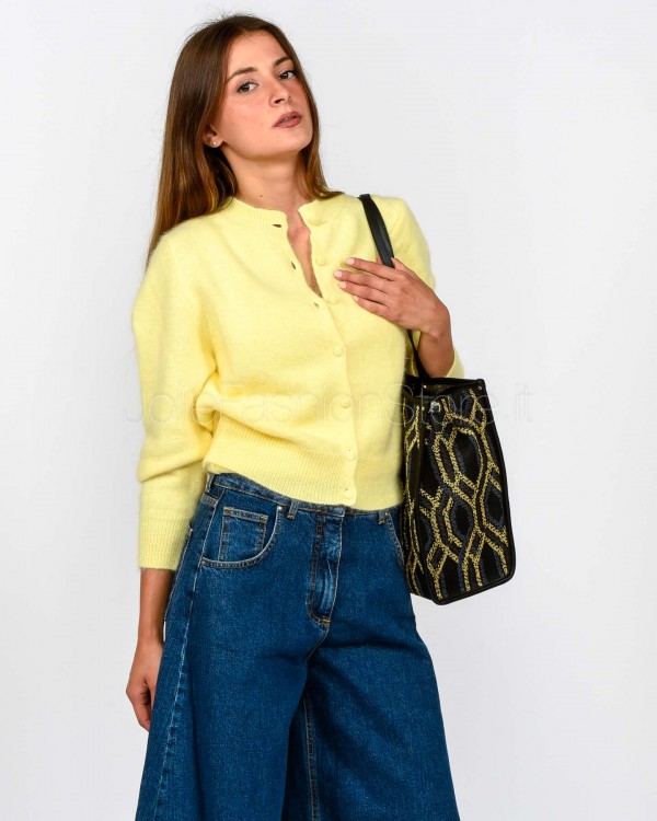 Solo Tre Cardigan Misto Lana Girocollo Giallo  M3F0082 FU 20S PULCINO