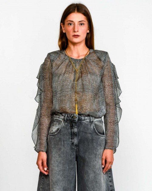Elisabetta Franchi Camicia Stampa Effetto Pitonato  CA12757E2 110
