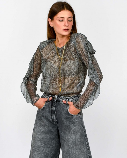 Elisabetta Franchi Camicia Stampa Effetto Pitonato  CA12757E2 110