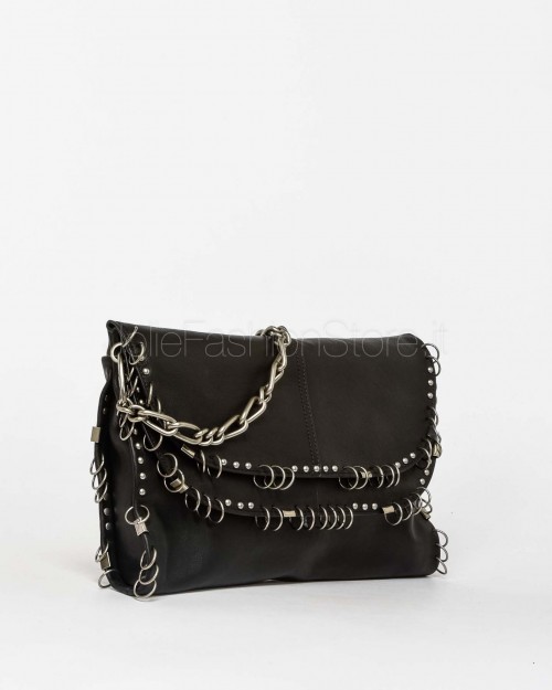 Patrizia Pepe Borsa Radical Boho in Pelle con Piercing Nero  8B0519 L163 K103