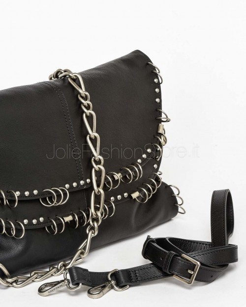 Patrizia Pepe Borsa Radical Boho in Pelle con Piercing Nero  8B0519 L163 K103