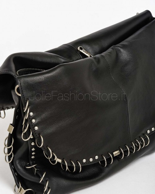 Patrizia Pepe Borsa Radical Boho in Pelle con Piercing Nero  8B0519 L163 K103