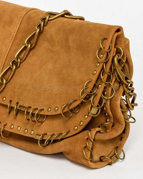 Patrizia Pepe Borsa Radical Boho Scamosciata con Piercing Natural  8B0519 L152 B768