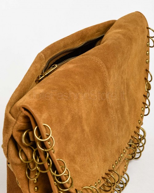 Patrizia Pepe Borsa Radical Boho Scamosciata con Piercing Natural  8B0519 L152 B768